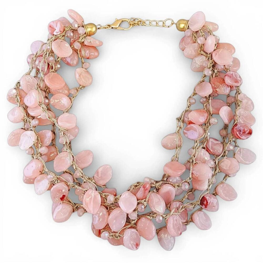 NEW BIJOUX ENVIE women's beaded collar necklace in coastal statement jewelry